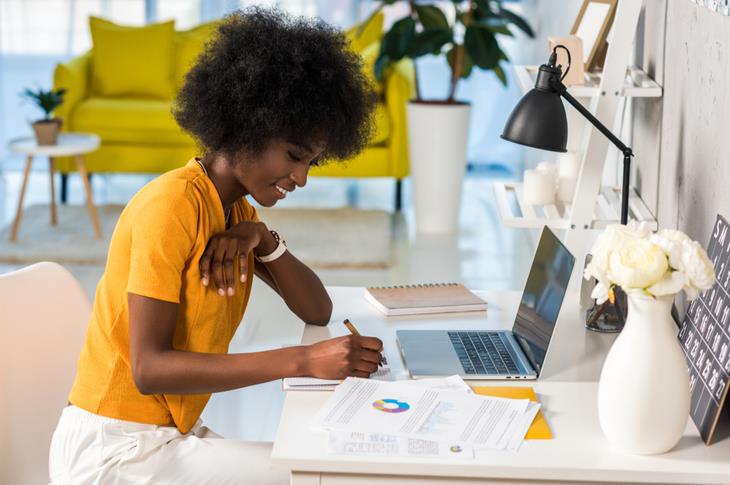 woman working at home