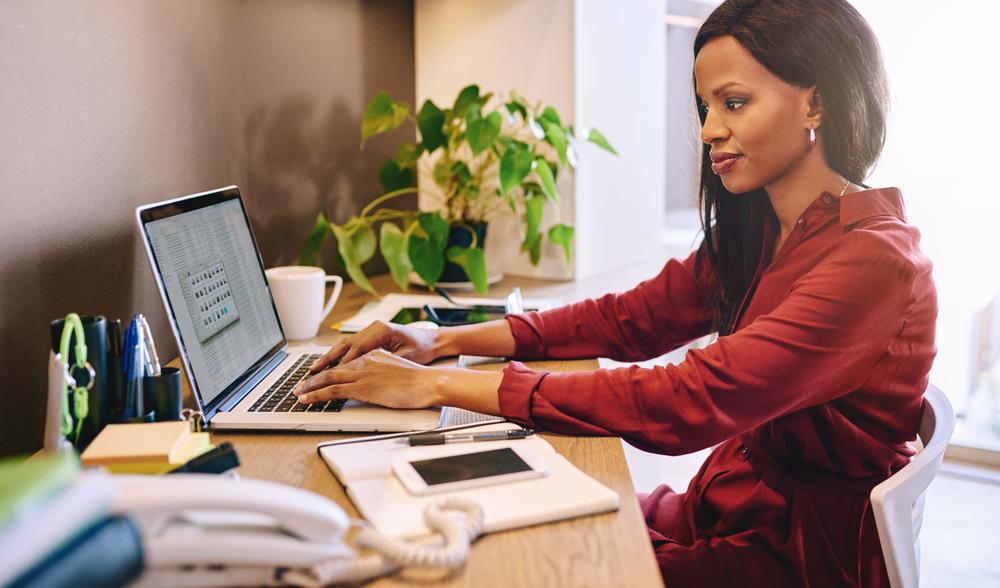 applicant taking a skills test as part of her interview