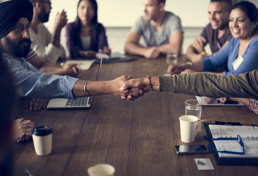 group of professionals at a networking event