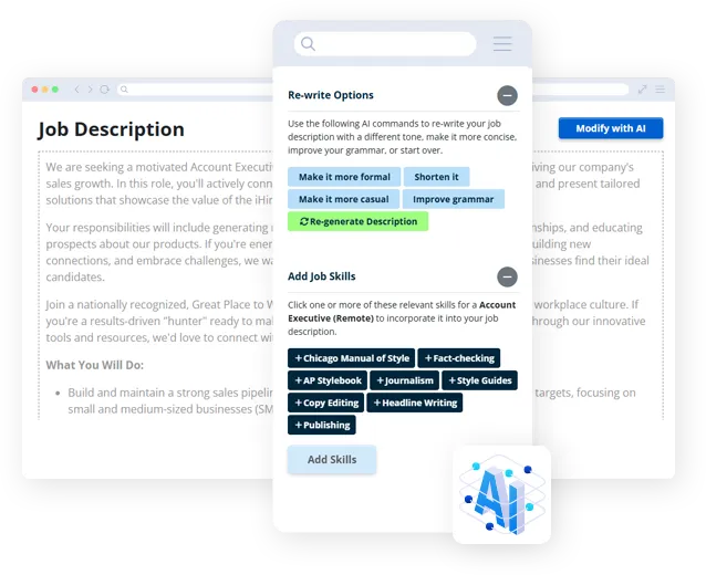 screenshots of iHire's platform