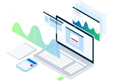 Computer displaying various charts.