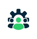 illustration of people in front of a gear