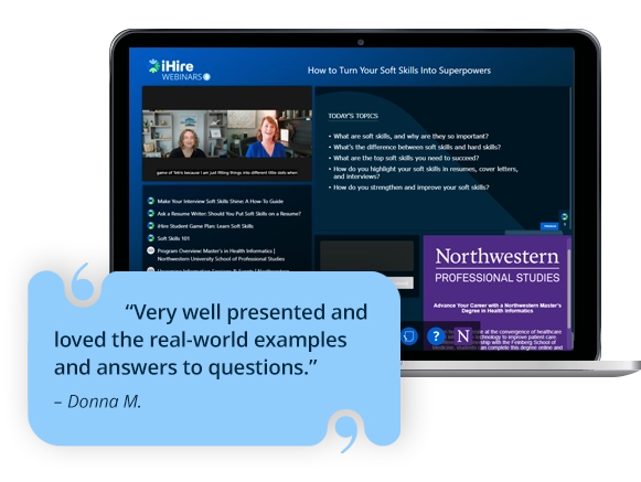 webinar platform screenshot with quote - Very well presented and loved the real-world examples and answers to questions
