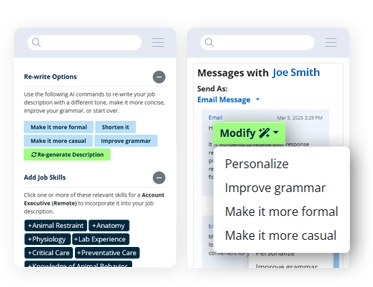 screenshots from iHire
