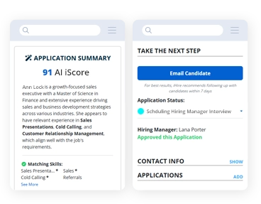 screenshots from iHire