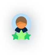 person with stars underneath icon