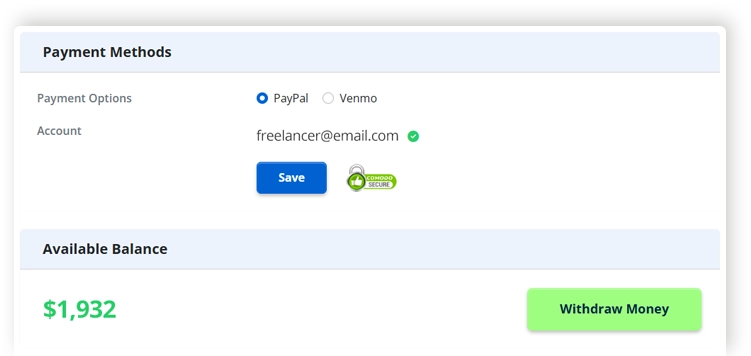 Freelance marketplace payment flow placeholder