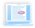 a document on a laptop with a red oval on it