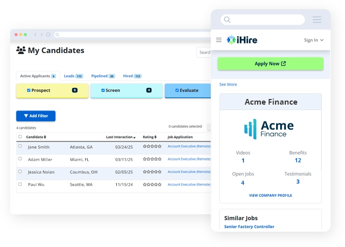 candidate dashboard screenshot and branding
