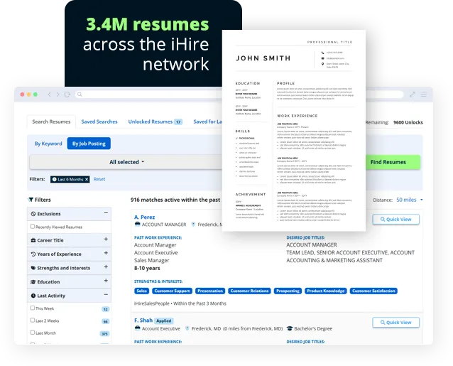 3.4M resumes across the iHire network